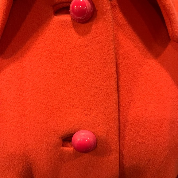 Vintage swing coat orange-pink with pink plastic buttons NS See Measurements - Picture 2 of 10